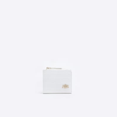 White croc embossed card holder