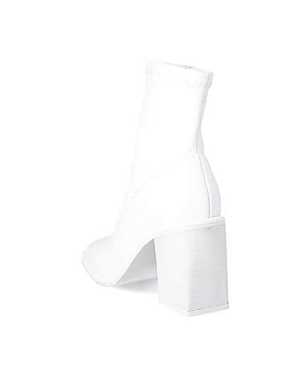 360 degree animation of product White croc embossed heeled ankle boots frame-7