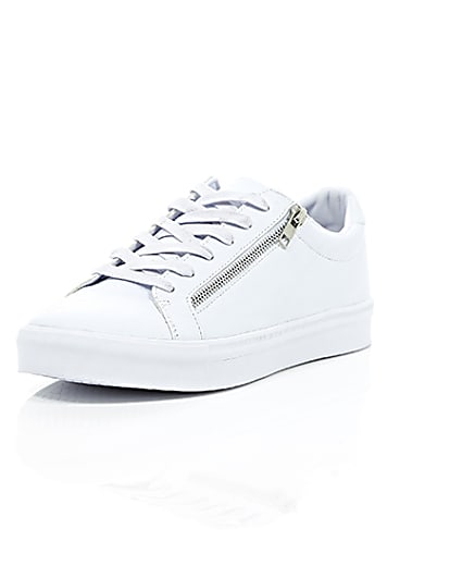 360 degree animation of product White croc zip trainers frame-1