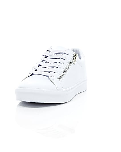360 degree animation of product White croc zip trainers frame-2