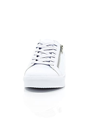 360 degree animation of product White croc zip trainers frame-3