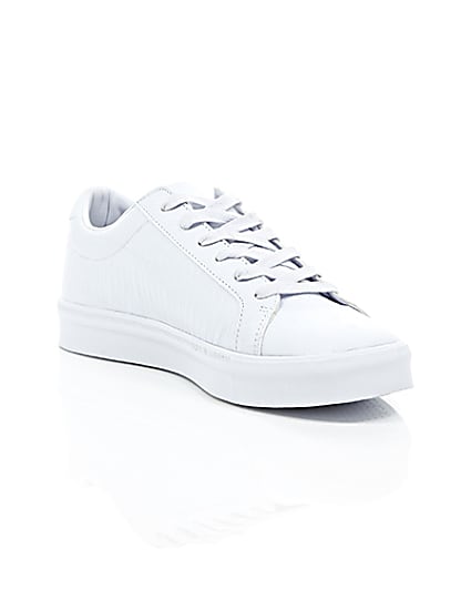360 degree animation of product White croc zip trainers frame-6