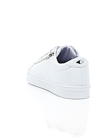 360 degree animation of product White croc zip trainers frame-17