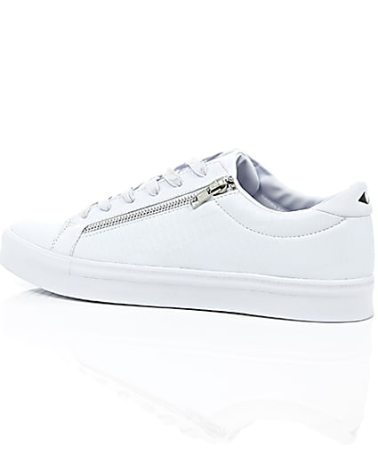 360 degree animation of product White croc zip trainers frame-20