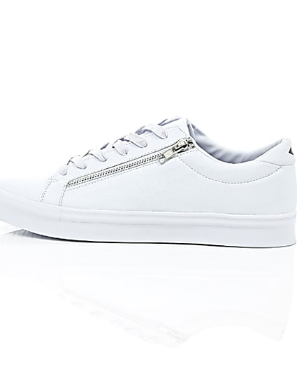 360 degree animation of product White croc zip trainers frame-21