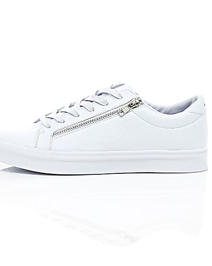 360 degree animation of product White croc zip trainers frame-22