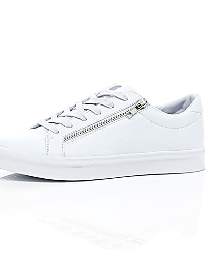 360 degree animation of product White croc zip trainers frame-23