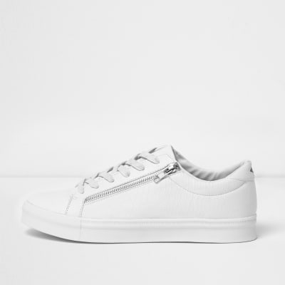 White croc zip trainers