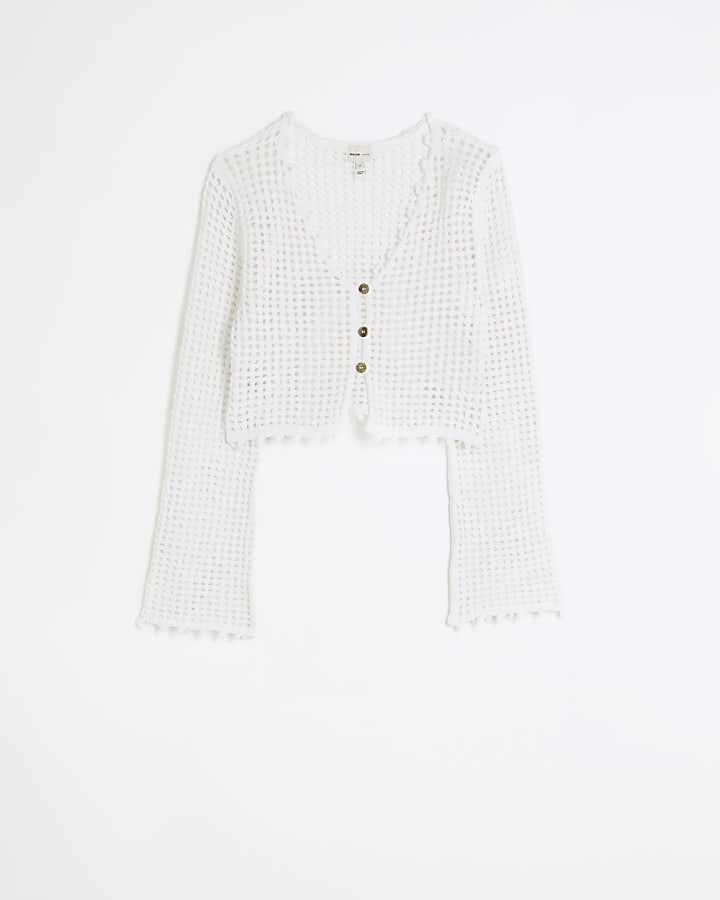 White crochet crop cardigan