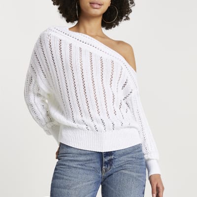 White crochet long sleeve top | River 