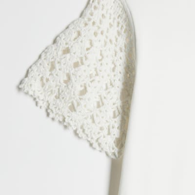 White crochet sleeve tshirt River Island