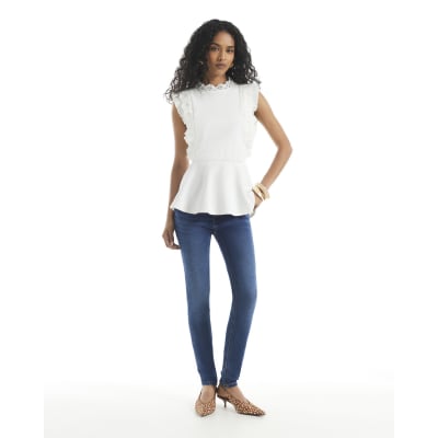 Crochet Trimmed Peplum Hem Top