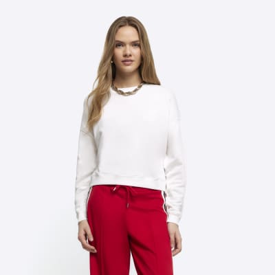 White crop plain sweatshirt River Island