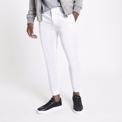White cropped skinny chino trousers