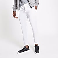 White cropped skinny chino trousers