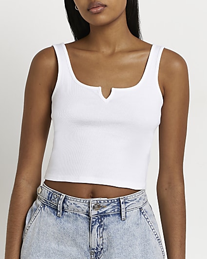 White cropped vest top