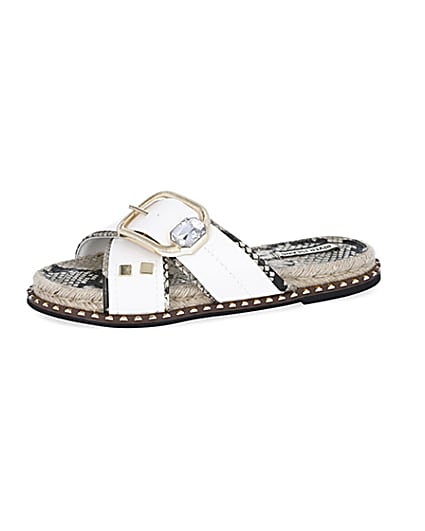 360 degree animation of product White cross strap espadrille sandals frame-2