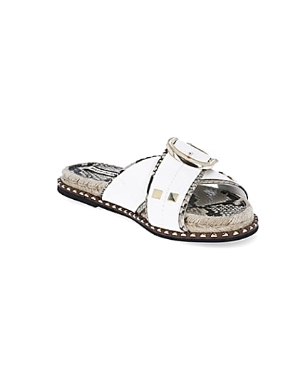 360 degree animation of product White cross strap espadrille sandals frame-18