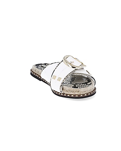 360 degree animation of product White cross strap espadrille sandals frame-19