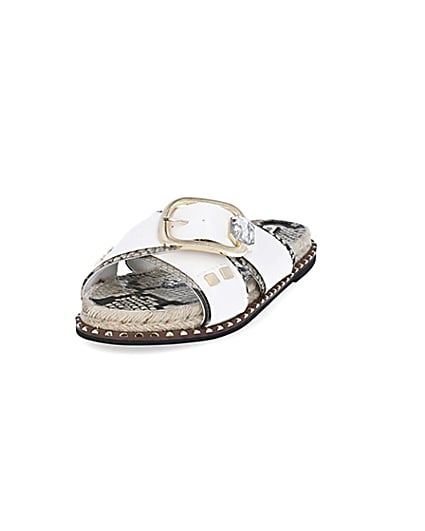 360 degree animation of product White cross strap espadrille sandals frame-23