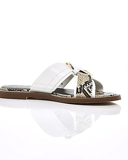 360 degree animation of product White cross strap ring flat sandals frame-8