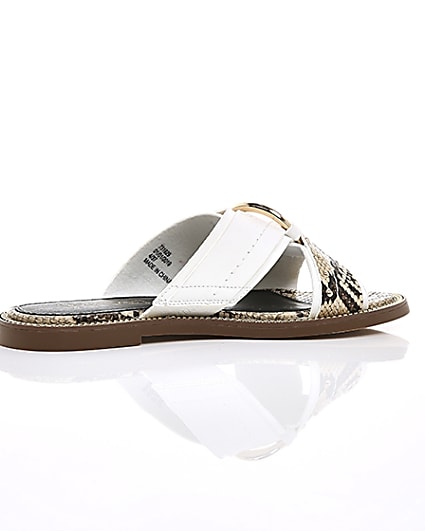 360 degree animation of product White cross strap ring flat sandals frame-11
