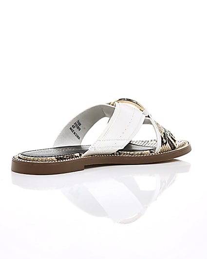 360 degree animation of product White cross strap ring flat sandals frame-12