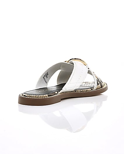 360 degree animation of product White cross strap ring flat sandals frame-13