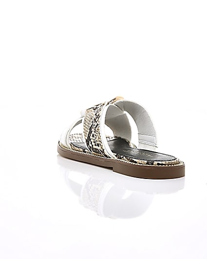 360 degree animation of product White cross strap ring flat sandals frame-17