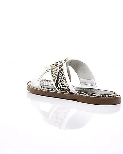 360 degree animation of product White cross strap ring flat sandals frame-18