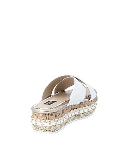 360 degree animation of product White crossover wide fit flatform sandals frame-11