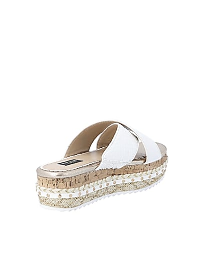 360 degree animation of product White crossover wide fit flatform sandals frame-12