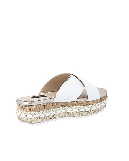 360 degree animation of product White crossover wide fit flatform sandals frame-13
