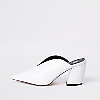 White curved heel mules