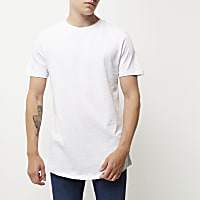 White curved hem longline T-shirt