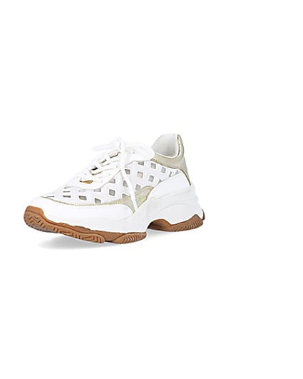 360 degree animation of product White cut out chunky trainers frame-0