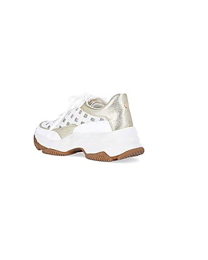 360 degree animation of product White cut out chunky trainers frame-6