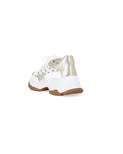 360 degree animation of product White cut out chunky trainers frame-7