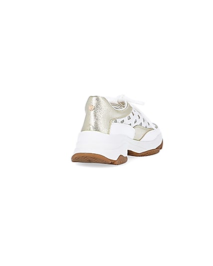360 degree animation of product White cut out chunky trainers frame-11