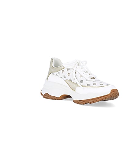 360 degree animation of product White cut out chunky trainers frame-18
