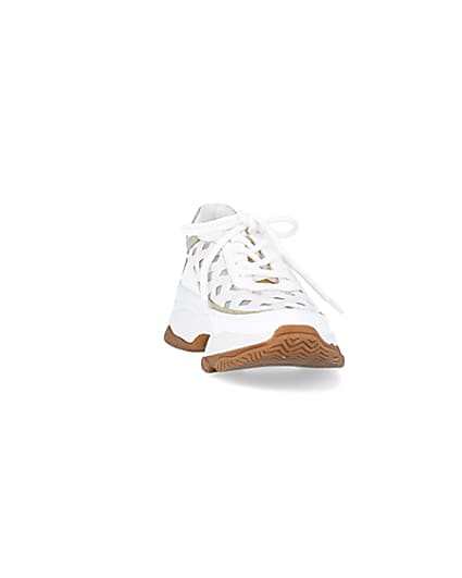 360 degree animation of product White cut out chunky trainers frame-20