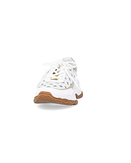 360 degree animation of product White cut out chunky trainers frame-22