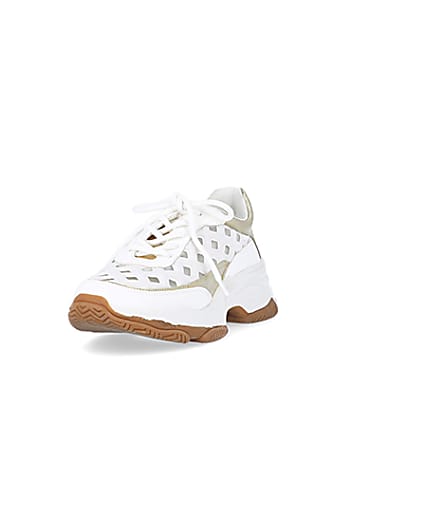 360 degree animation of product White cut out chunky trainers frame-23