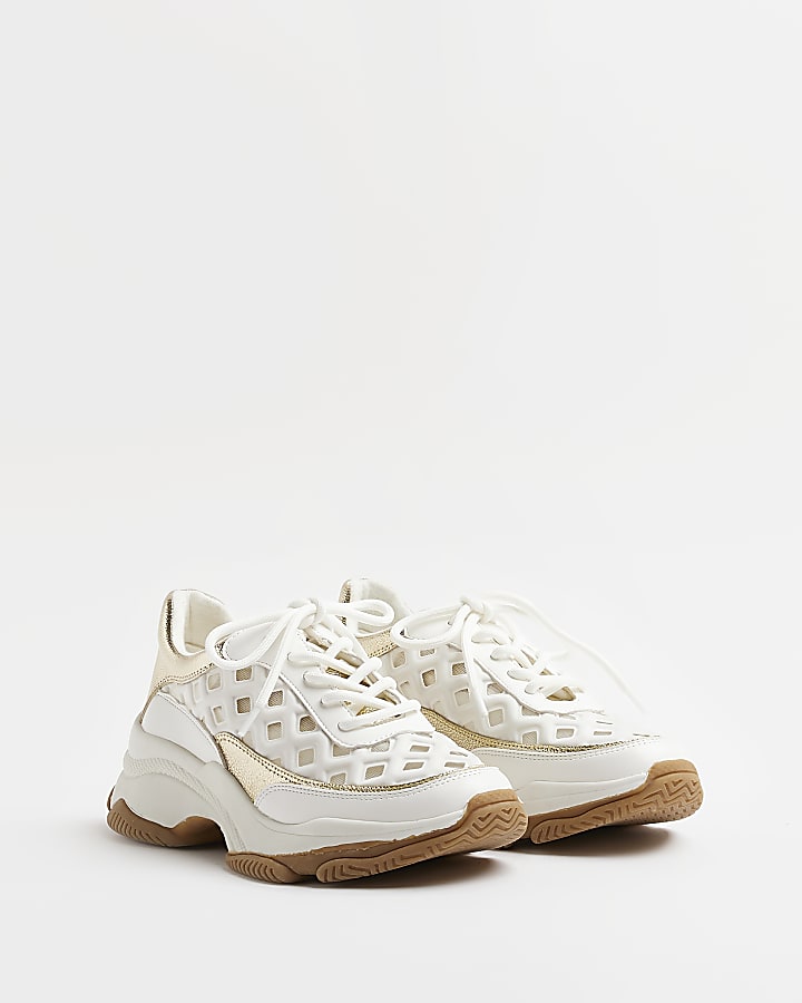 White cut out chunky trainers