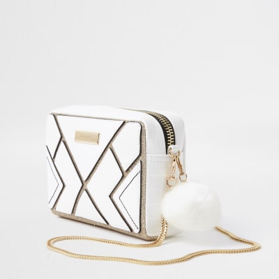 White cutabout boxy cross body Handbag | River Island