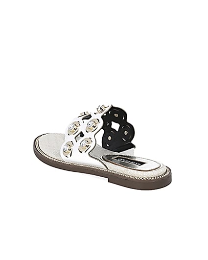 360 degree animation of product White cutout embellished wide fit sandals frame-6