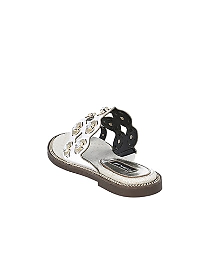 360 degree animation of product White cutout embellished wide fit sandals frame-7