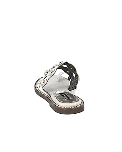360 degree animation of product White cutout embellished wide fit sandals frame-8
