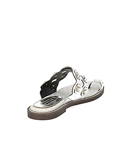 360 degree animation of product White cutout embellished wide fit sandals frame-11