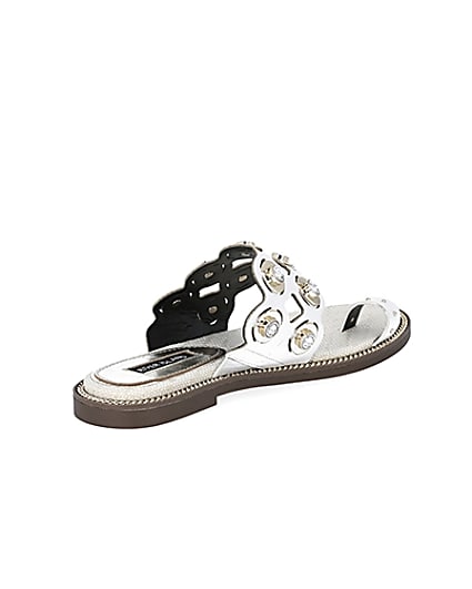 360 degree animation of product White cutout embellished wide fit sandals frame-12